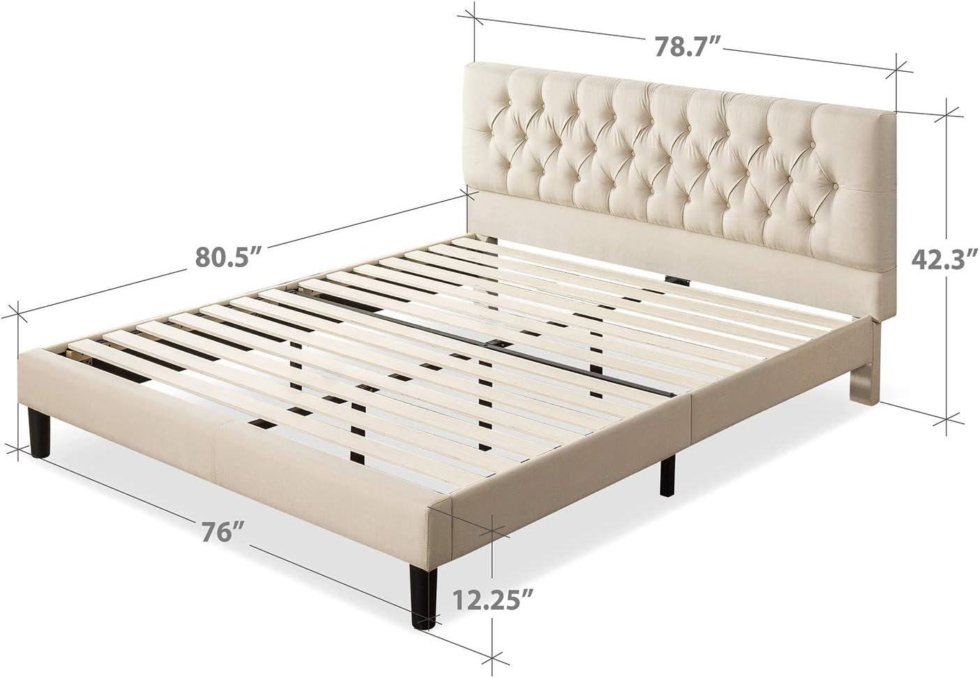 ZINUS Misty Upholstered Platform Bed Frame / Mattress Foundation / Wood Slat Support / No Box Spring Needed / Easy Assembly, Taupe, King