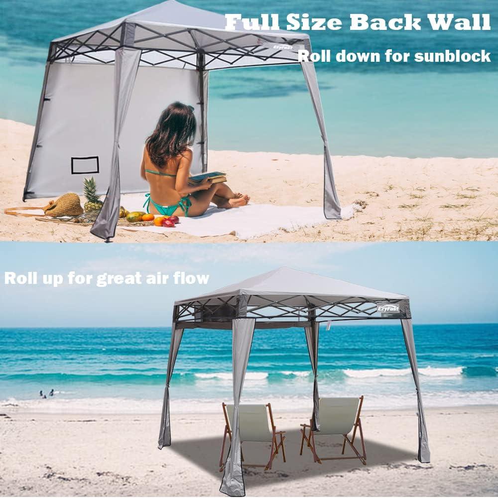 Khaki Compact Pop-Up Canopy Tent with Weight Bags, 8x8 ft