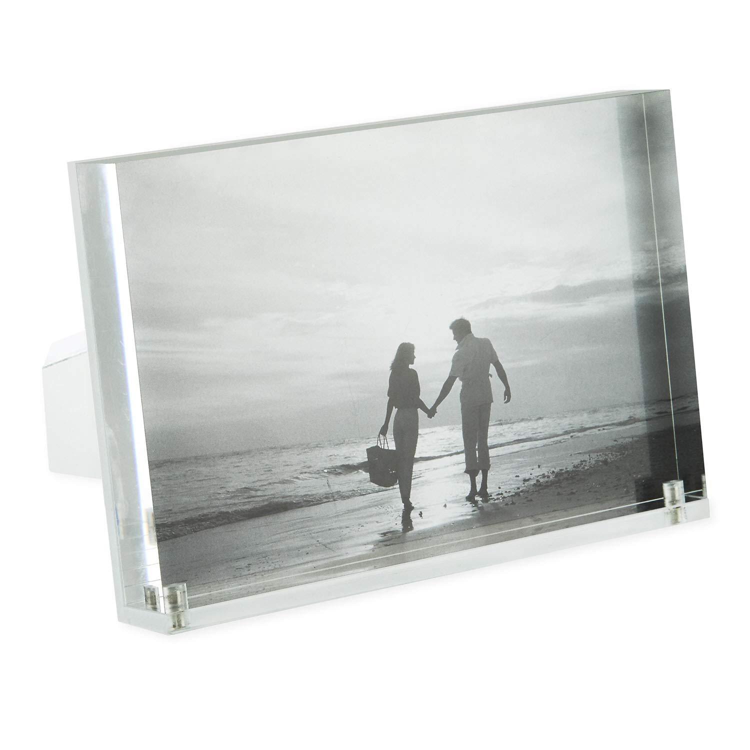 TIZO Design Horizontal 6x4 Lucite Picture Frame, Durable 1 Inch Thick Clear Lucite & Magnetic Closures, Elegant & Practical Boutique Quality Photo Frame (Multiple Colors Available)