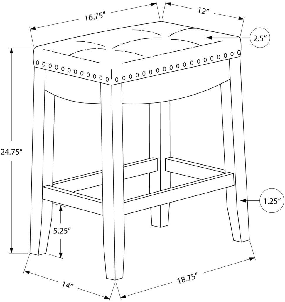 Monarch Specialties Bar Stool Set Of 2 Counter Height Saddle Seat Kitchen Wood Pu Leather Look White Grey Transitional