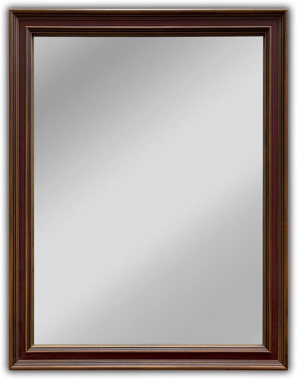 RADIANCE goods Vertical Hanging Wood Black/Golden Finish Rectangle Framed Wall Mirror 35" Height