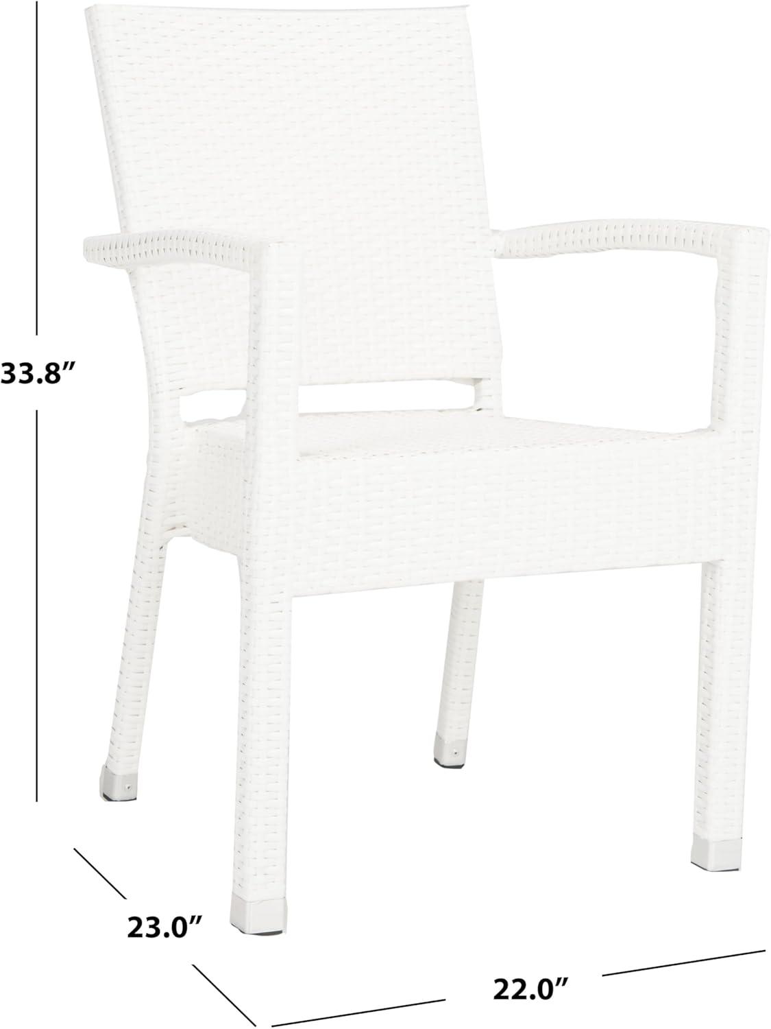 Kelda Stackable Arm Chair Indoor/Outdoor (Set Of 2) - PAT4004 - White - Safavieh