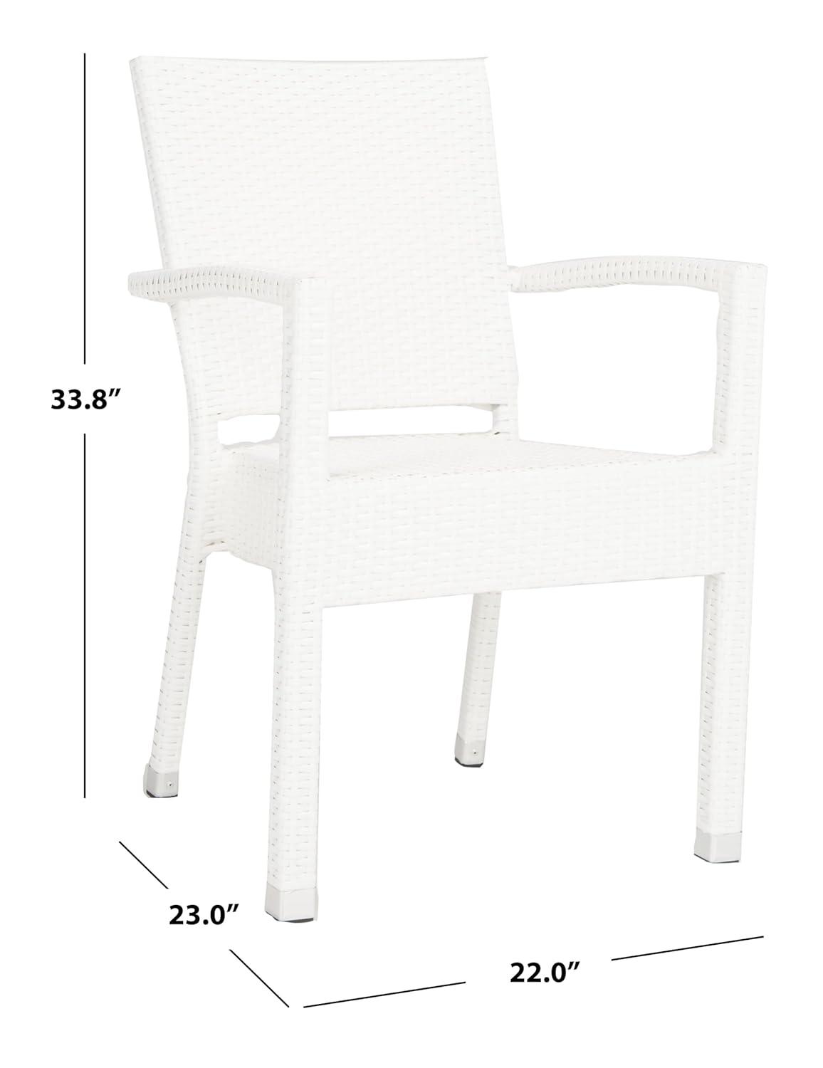 Kelda Stackable Arm Chair Indoor/Outdoor (Set Of 2) - PAT4004 - White - Safavieh