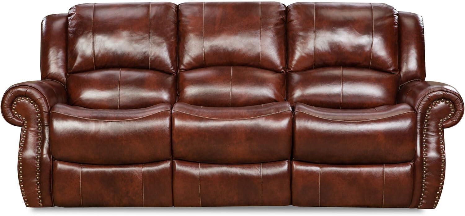 Aspen Oxblood Genuine Leather Reclining Sofa and Loveseat Set