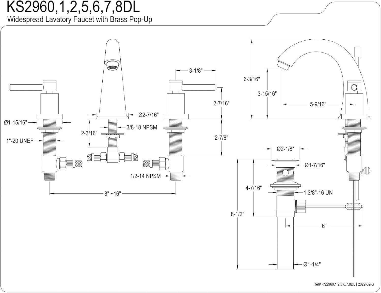 Concord Widespread Bathroom Faucet with Drain Assembly