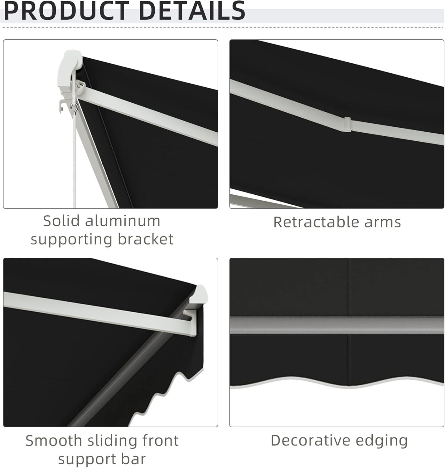 Outsunny 59'' Polyester Cream Cover Motorized Retractable Patio Awning