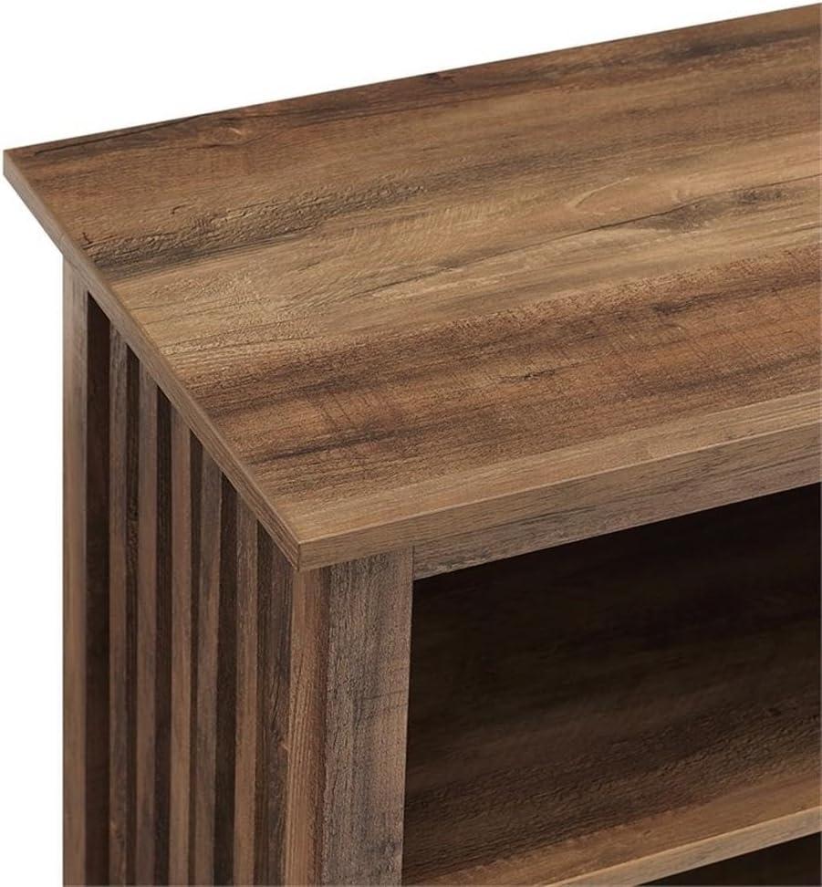 Rustic Oak Mission-Style Slat-Side TV Stand for 65 Inch TVs