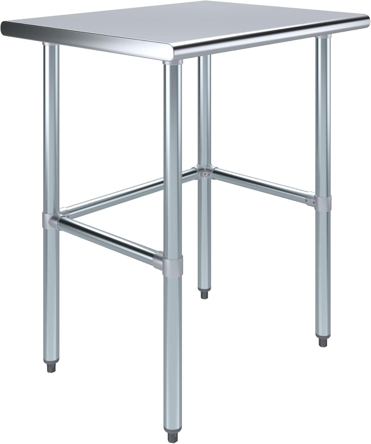 AmGood 30 in. x 24 in. Open Base Stainless Steel Work Table | Residential & Commercial