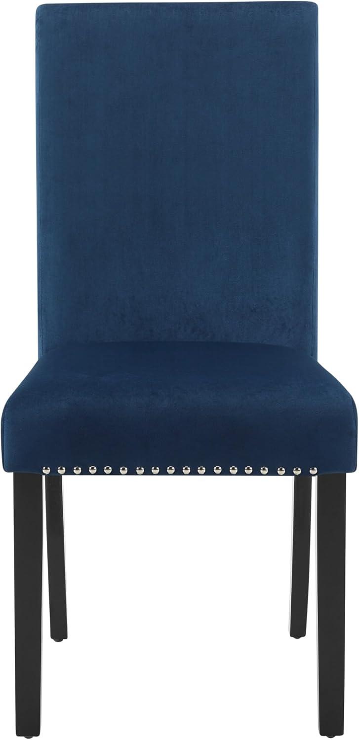 Cobre Contemporary Velvet Dining Chair with Nailhead Trim(Set of 2) in Blue