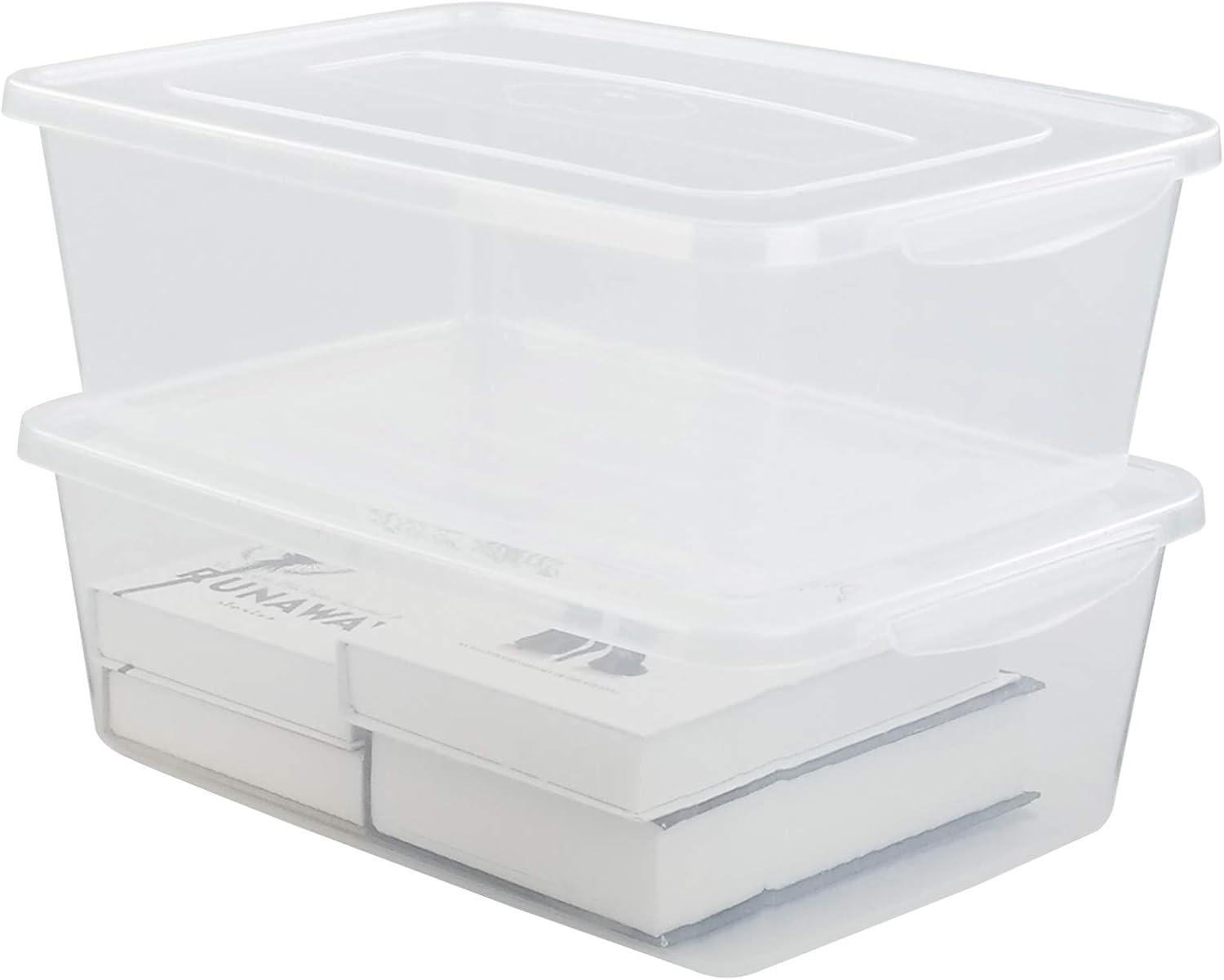 Clear Rectangular Stackable Plastic Storage Bins with Lids, 16 Quart, Pack of 2