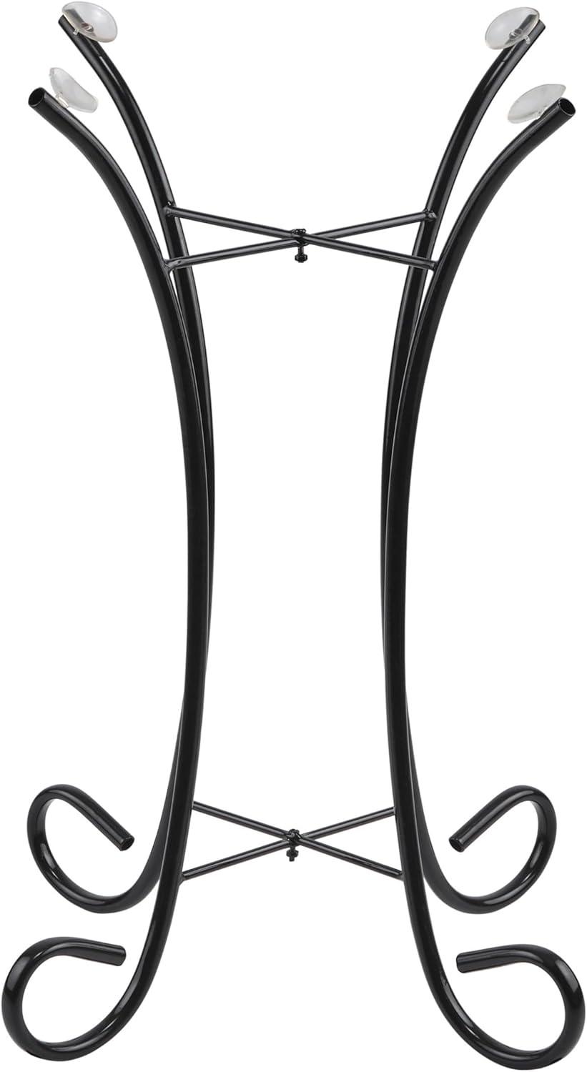 Black Foldable Iron Bird Bath Stand, 18 x 18 x 23 Inches