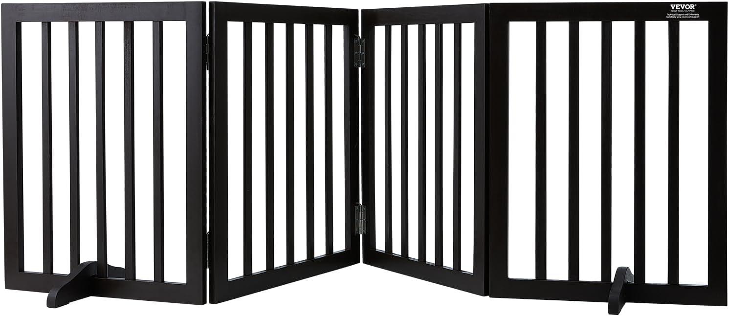 Solid Wood Free Standing Pet Gate With Door
