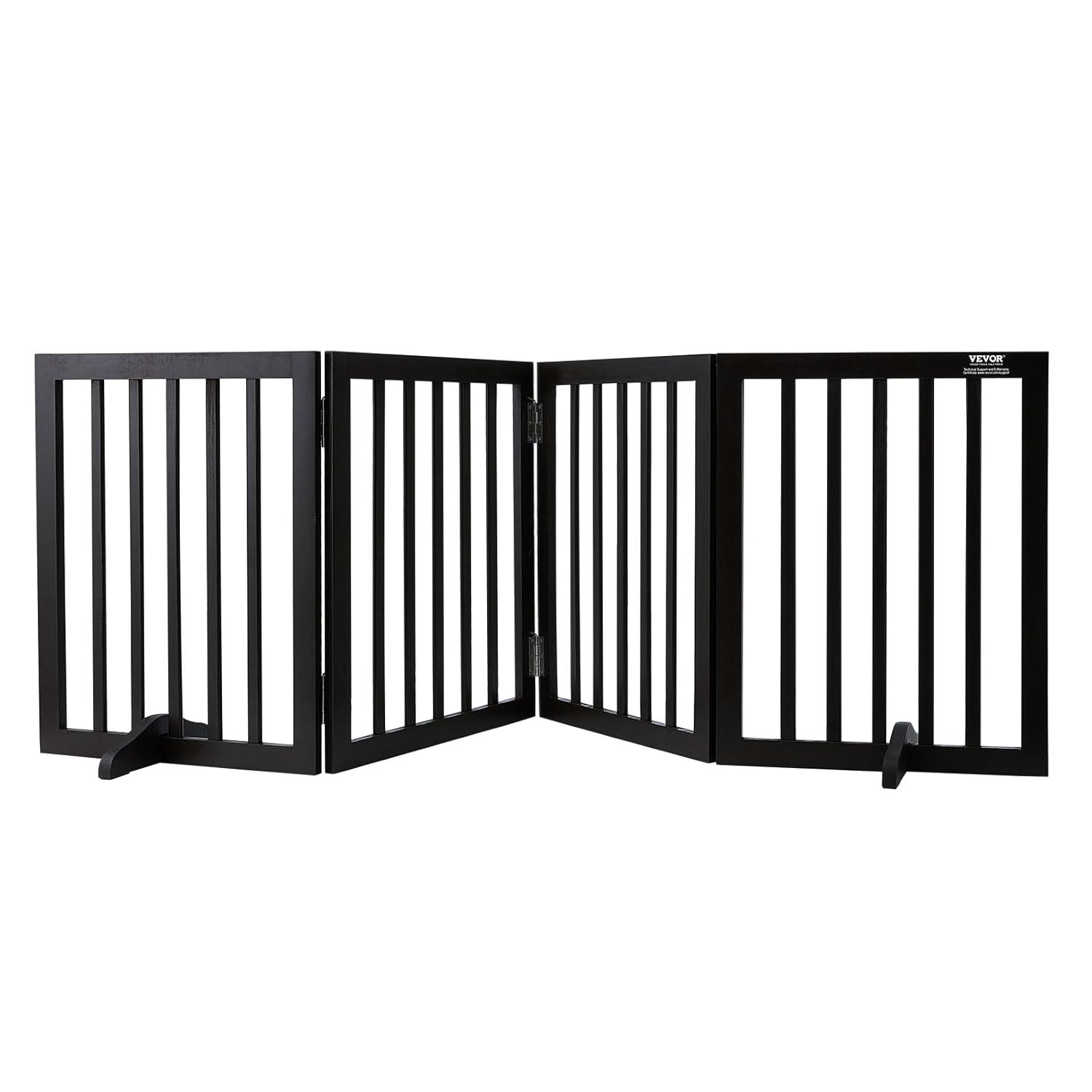 Solid Wood Free Standing Pet Gate With Door