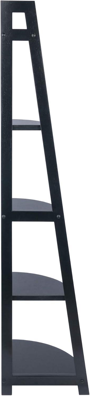 Winsome 58" Adam A Frame Corner Shelf Black: Mid-Century Modern Design, 5-Tier Storage, Lacquered Finish