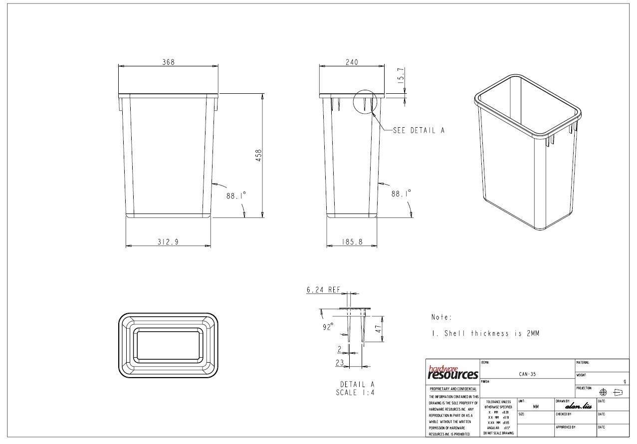 Hardware Resources Plastic Open Trash Can