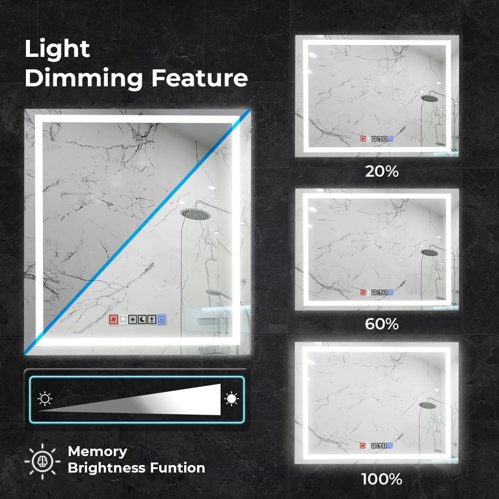 18"x40" LED Dimmable Bathroom Mirror Rectangle LED Lighted Wall Mounted Mirror for Vanity Room with Touch Button and Anti-Fog Function by Fab Glass and Mirror