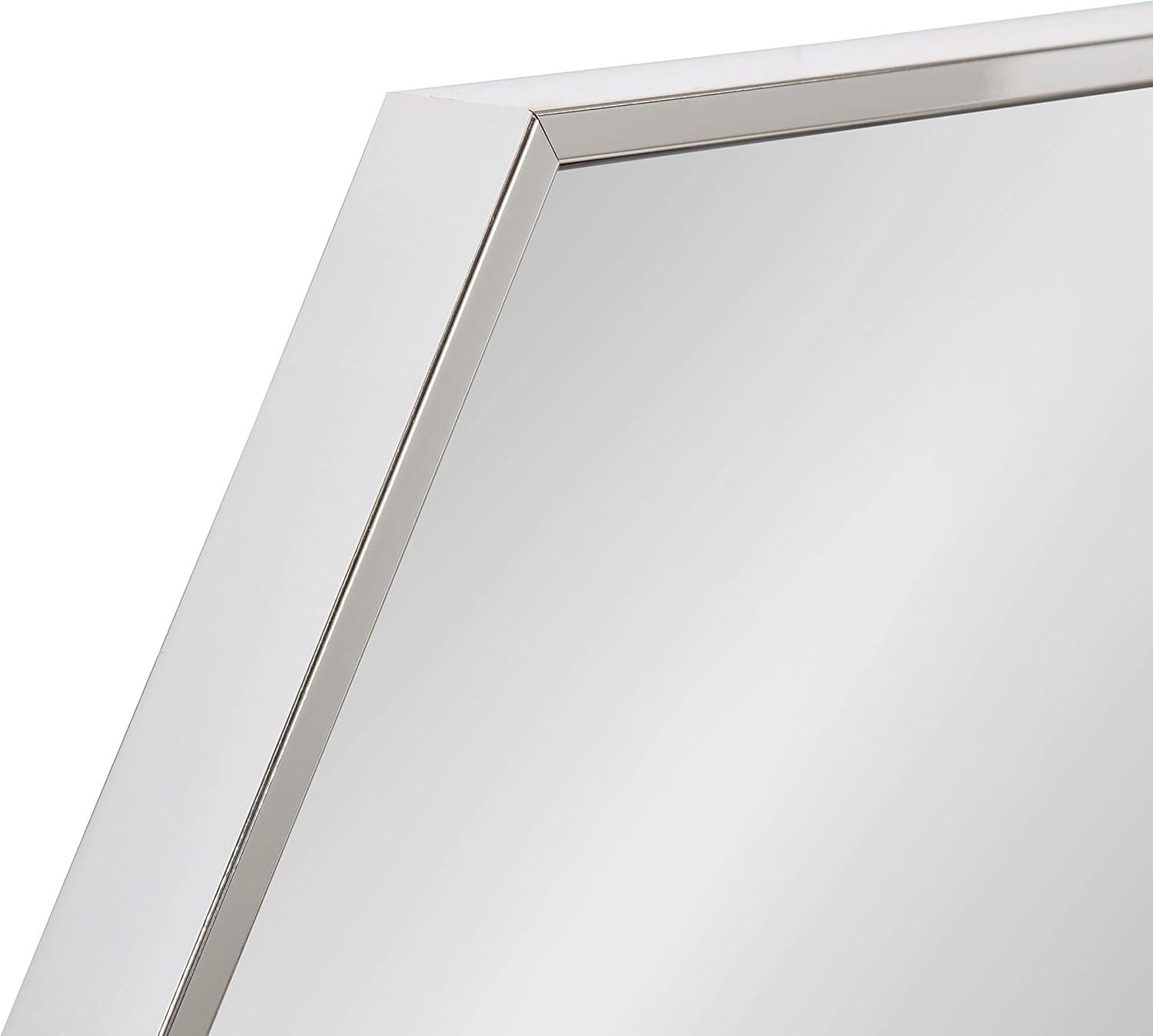 Kate and Laurel Rhodes Modern Hexagon Wall Mirror, 22 x 31, Silver, Decorative Geometric Hexagon MIrror with Chrome Finish for Elegant Contemporary Wall Decor
