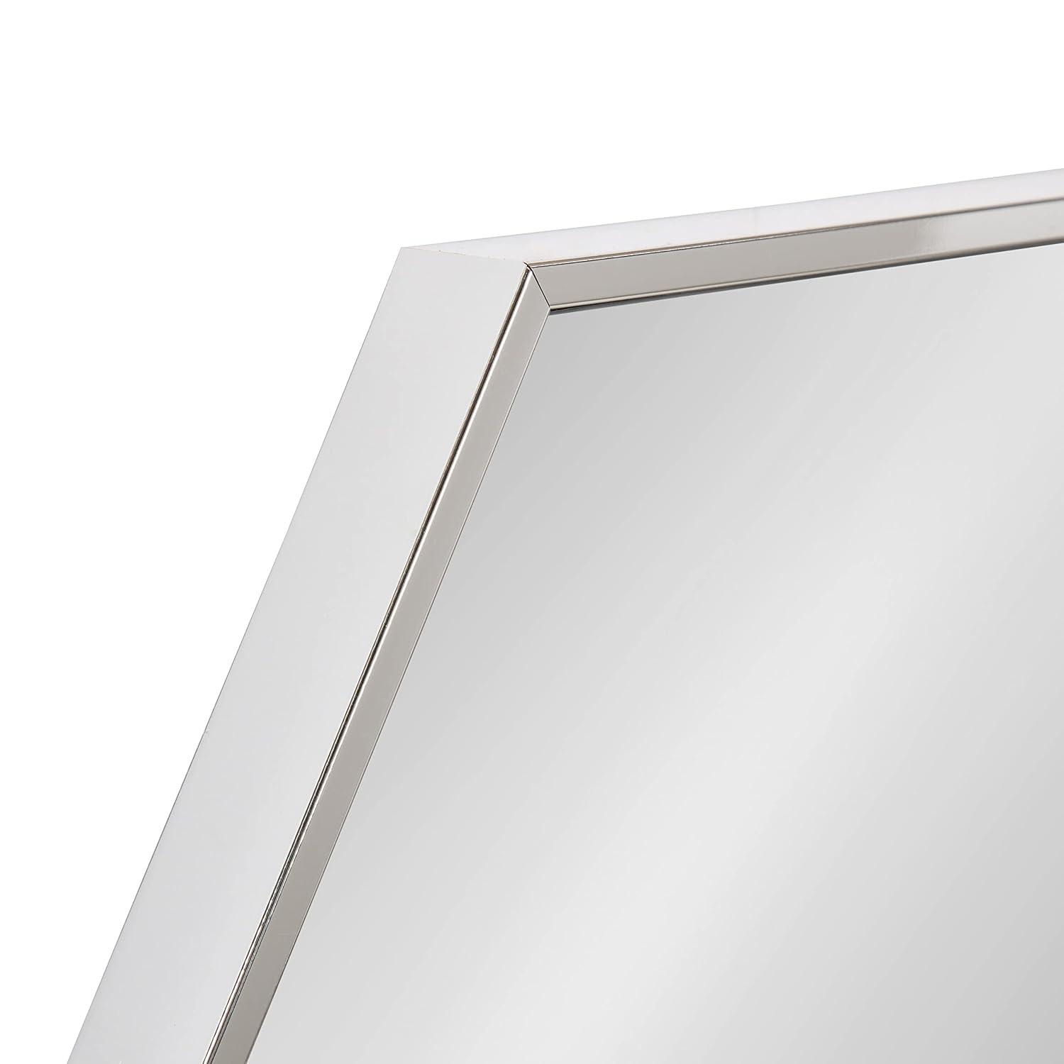 Kate and Laurel Rhodes Modern Hexagon Wall Mirror, 22 x 31, Silver, Decorative Geometric Hexagon MIrror with Chrome Finish for Elegant Contemporary Wall Decor