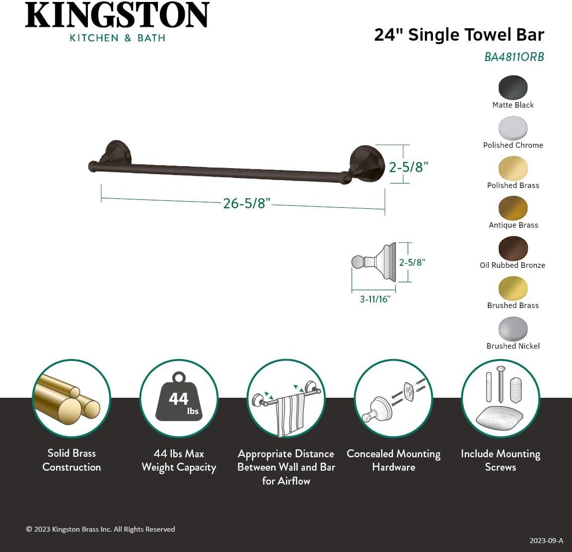 Metropolitan 24 in. Wall Mounted Towel Bar in Brushed Nickel