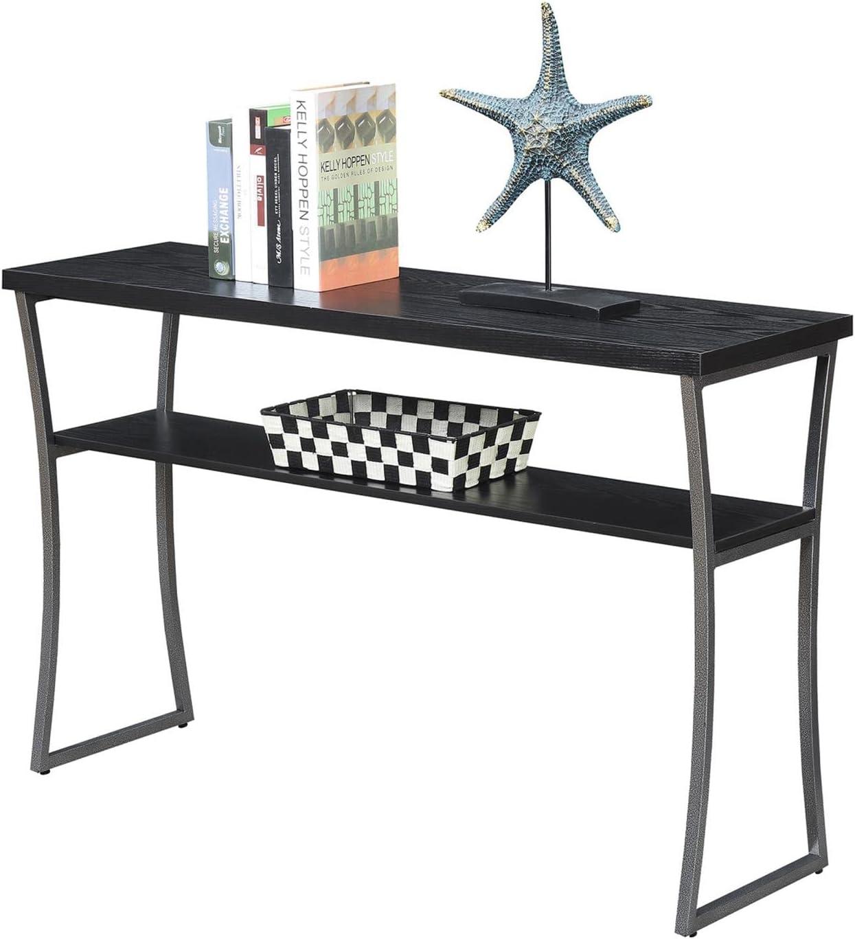 X-Calibur Console Table, Black Woodgrain