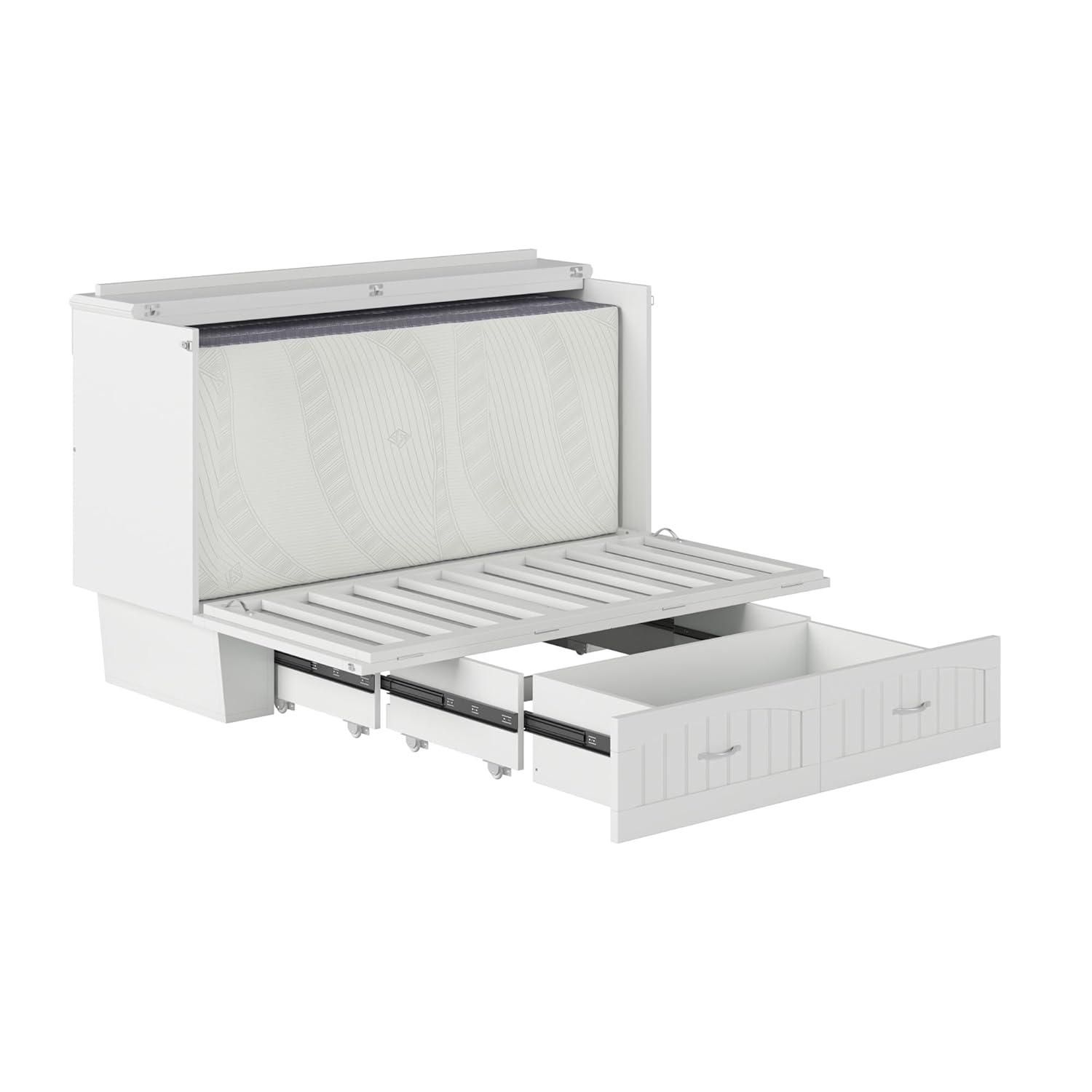 Queen Nantucket Murphy Bed Chest USB Turbo Charger White - AFI