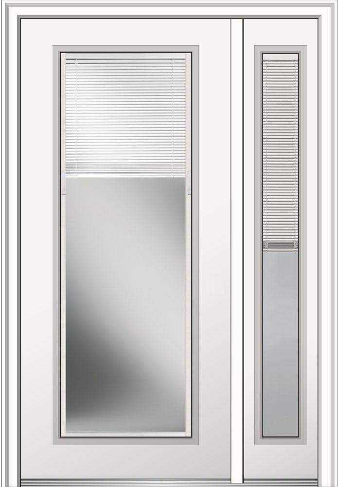 Primed Full Lite Exterior Door with Sidelites and Clear Glass