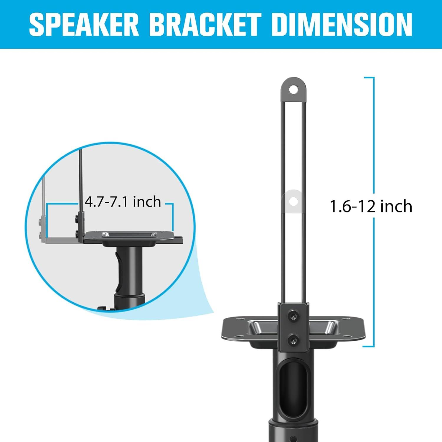 Adjustable Black Cast Iron Speaker Stands with Wire Management