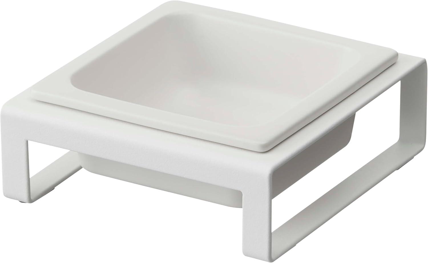 White Ceramic Pet Bowl with Steel Stand