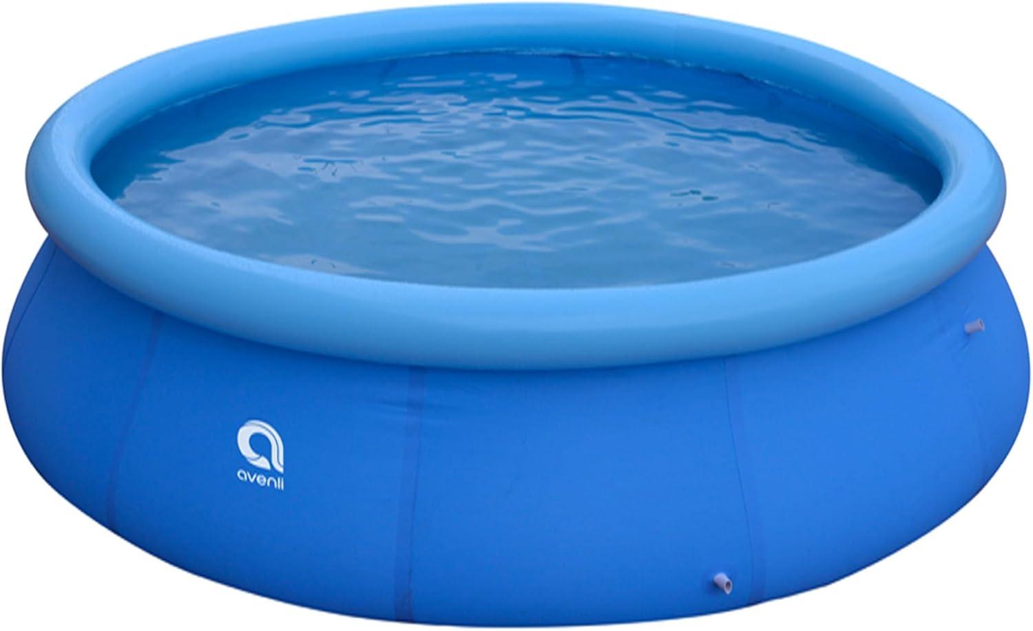 JLeisure Avenli 17808 12 Foot x 30 Inch 2 to 3 Person Capacity Prompt Set Above Ground Kids Inflatable Outdoor Backyard Kiddie Swimming Pool, Blue