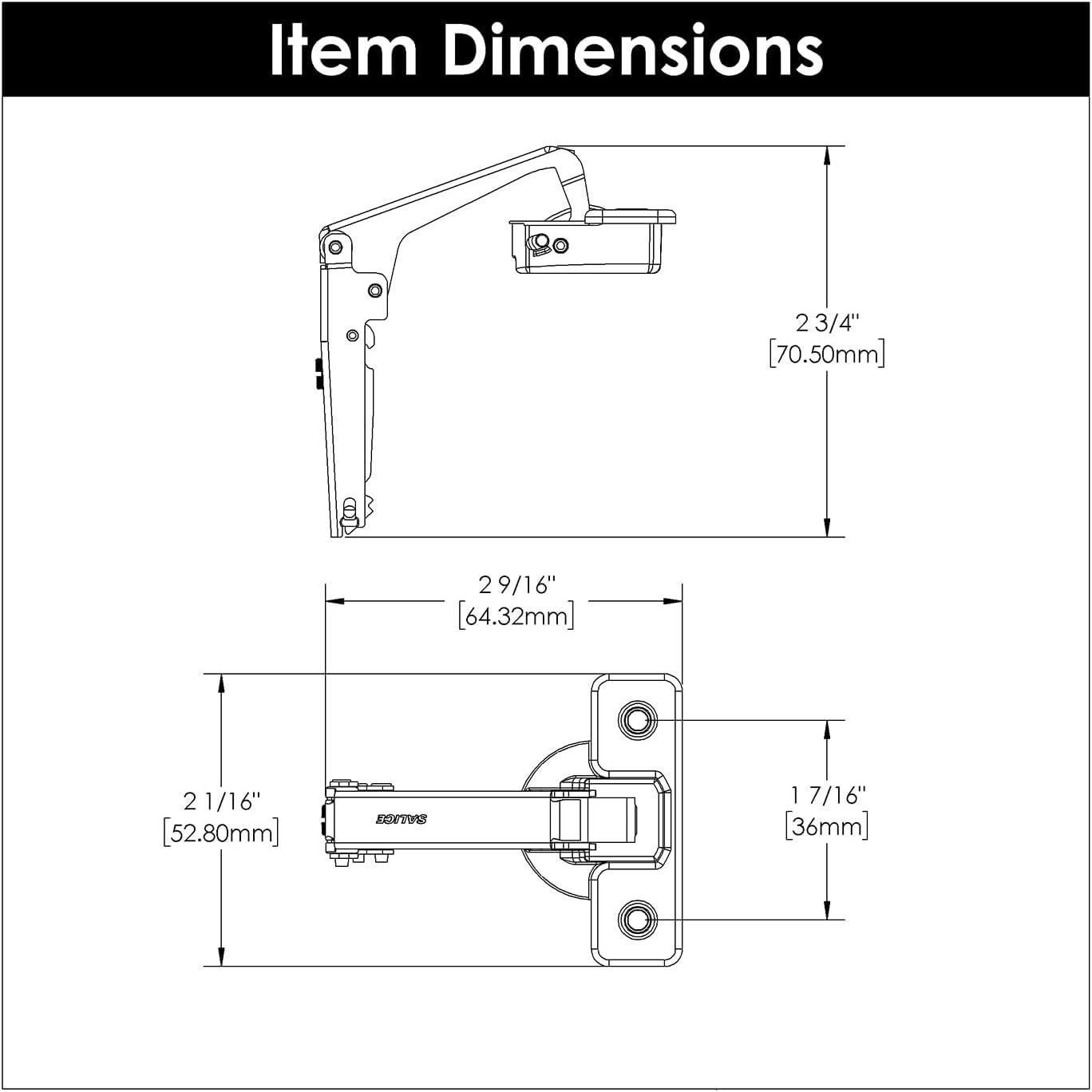 Polished Nickel Frameless Concealed Cabinet Hinge Set