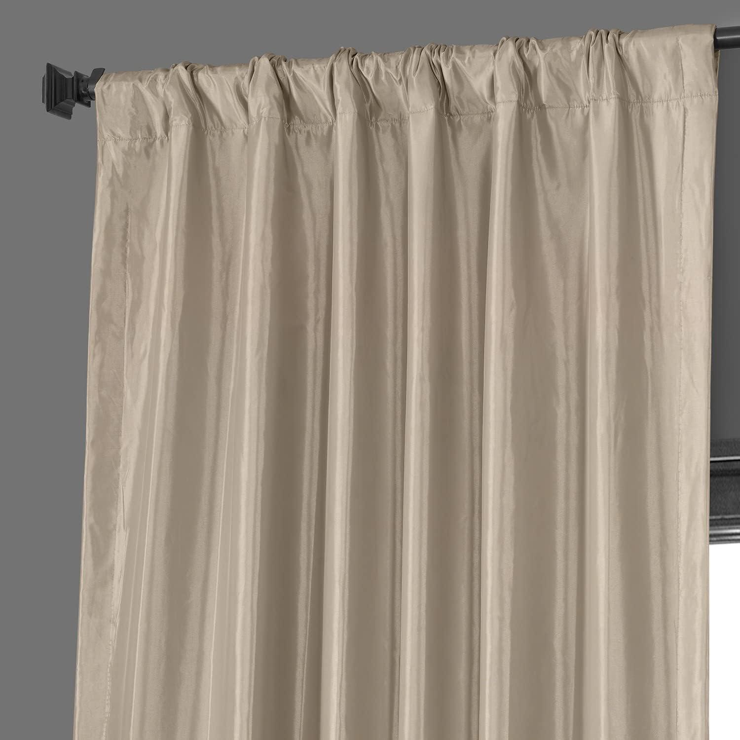 Navy Blue Blackout Faux Silk Taffeta Curtain (1 Panel), Navy Blue, 50W X 108L