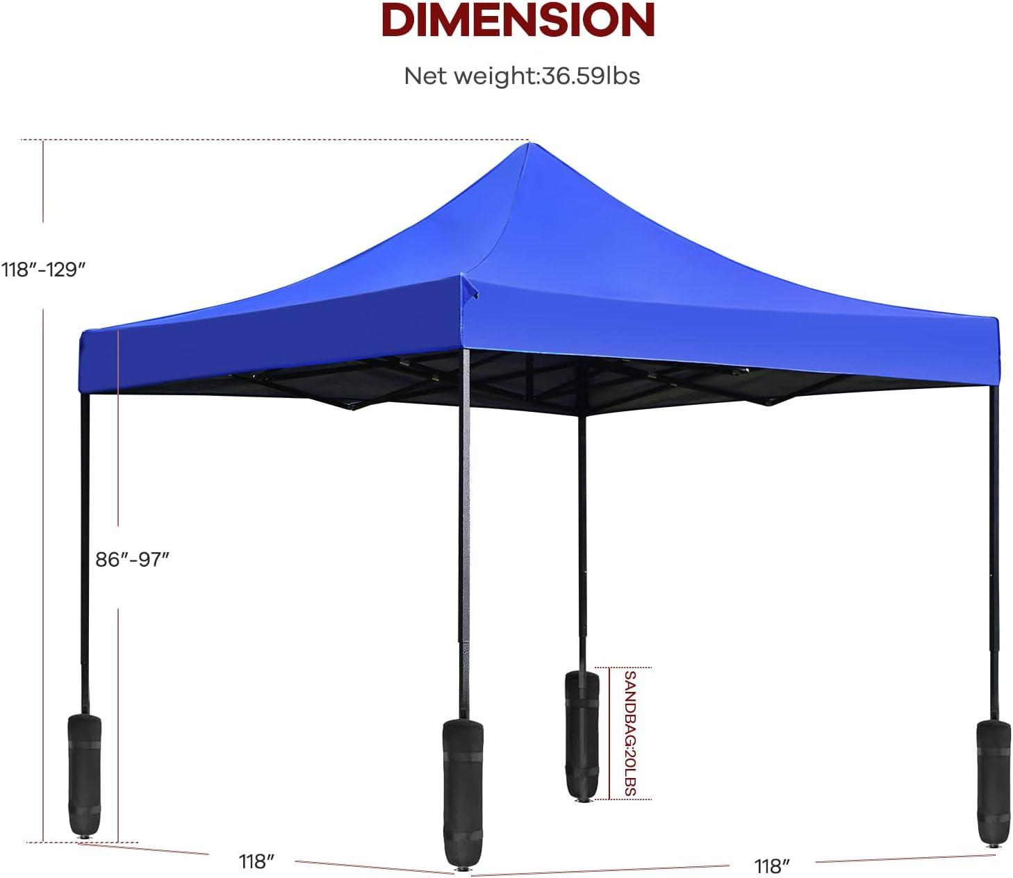 Blue 10x10 Waterproof Pop-Up Canopy Tent with Sand Bags