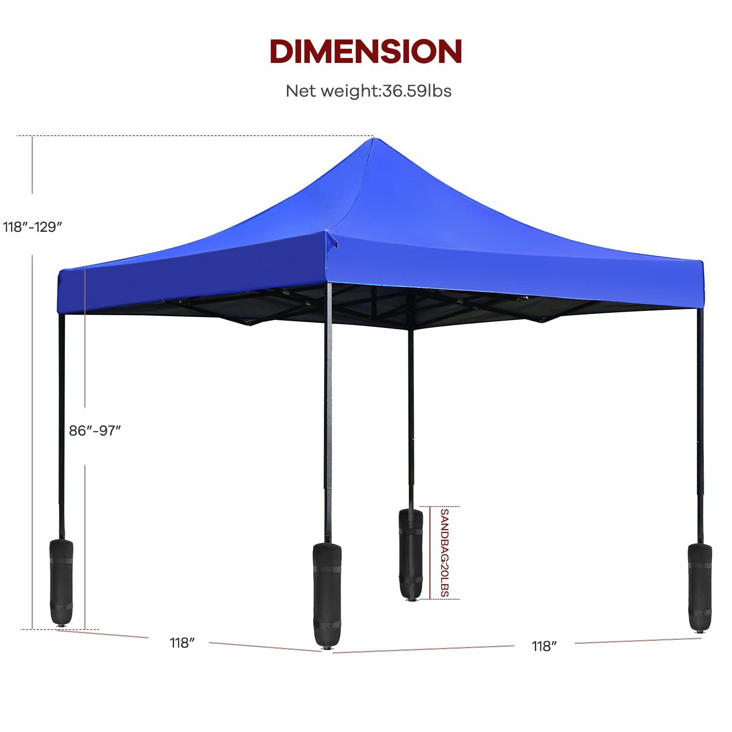 YRLLENSDAN Pop Up Canopy 10x10, Pop Up Tents for Parties 10x10 Outdoor Canopy Pop Up Tent Canopy Waterproof Canopy UV Protection Shade Tent for Backyard Popup Tent 10x10, Blue