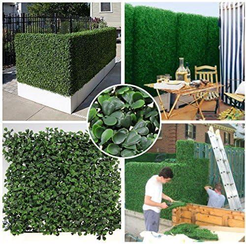 20-inch Artificial Boxwood Hedge Greenery Panels Milan 12pc