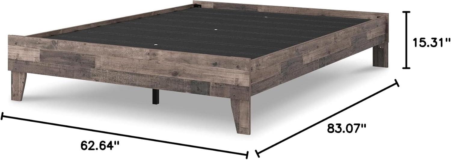 Queen Neillsville Platform Bed Gray - Signature Design by Ashley: Wood Frame, No Box Spring Needed