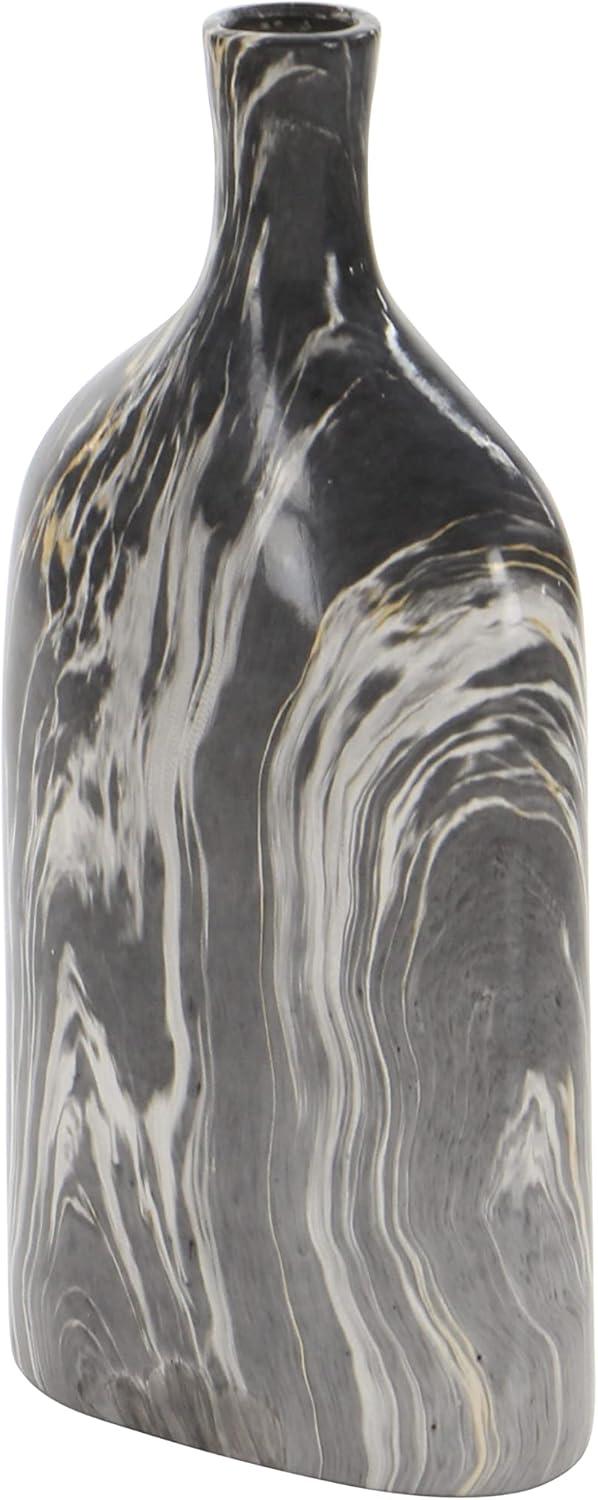 DecMode 6"W, 13"H Faux Marble Gray Ceramic Vase, Set of 3