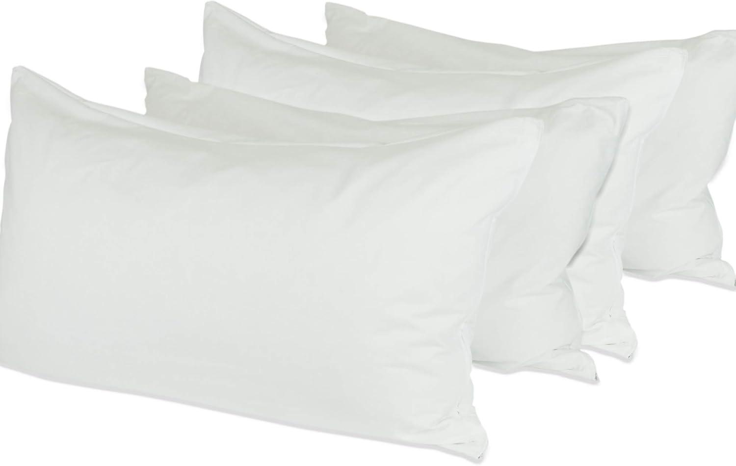 Luxury Hotel Collection, Ultra Soft Pillow Protector | Pillow Cover with Zipper, Soft & Comfortable for Hair and Skin, White - Queen Size - Set of 4
