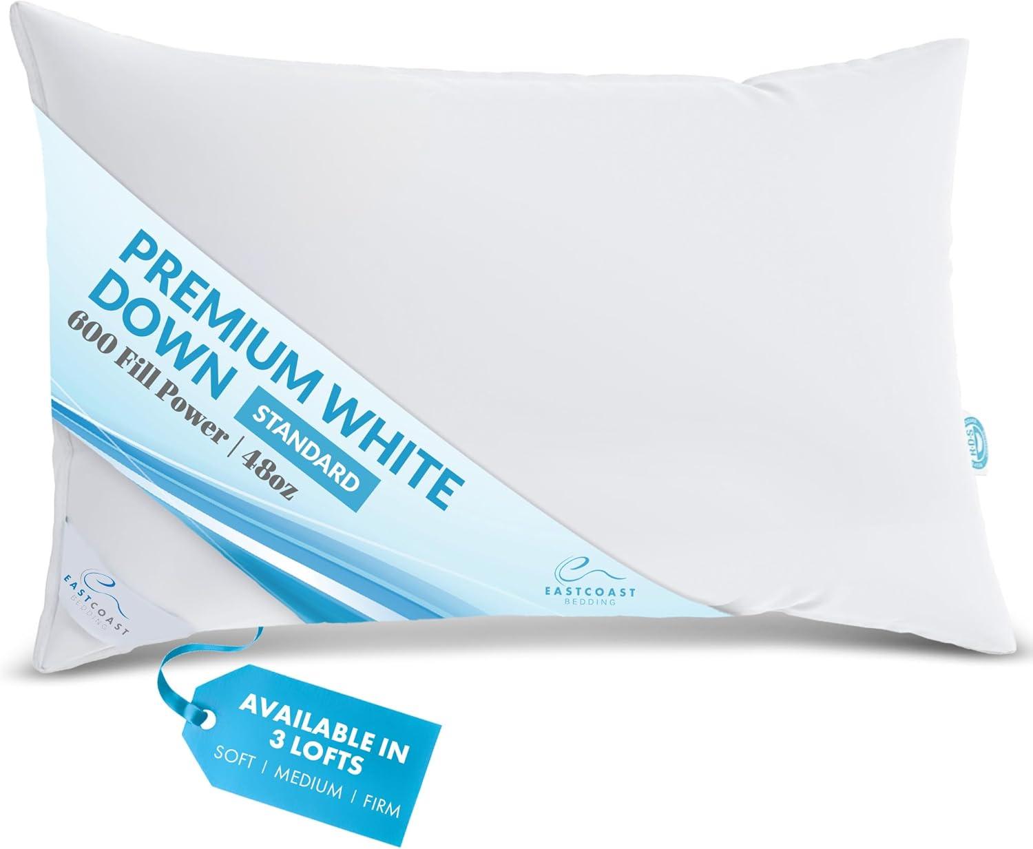 East Coast Bedding Medium Elite Premium Down Dream 600 Fill Power Pillow Pack of 1