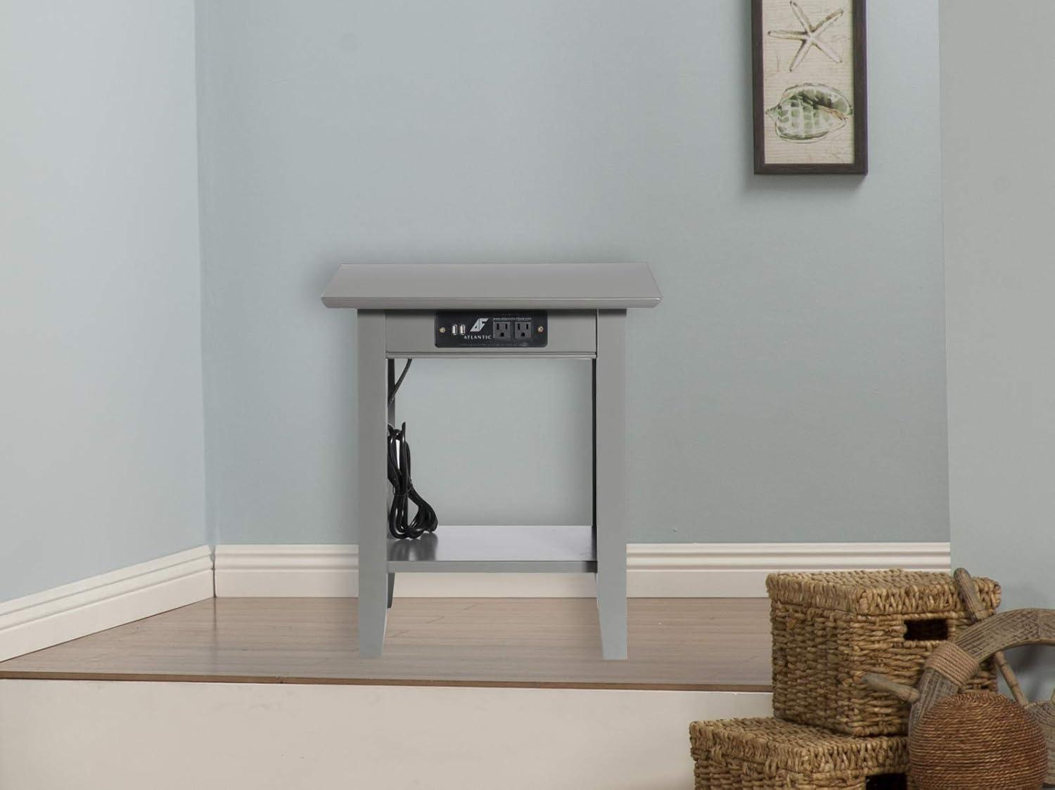 Nantucket End Table with Charger Gray - AFI: USB Ports, AC Outlets, Eco-Friendly Hardwood