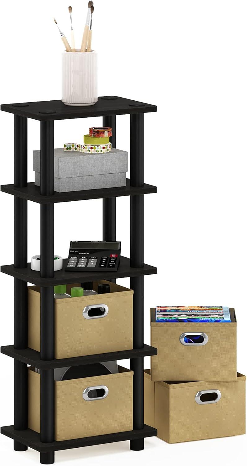 Espresso 4-Bin Wood Organizer Rack for Stylish Storage