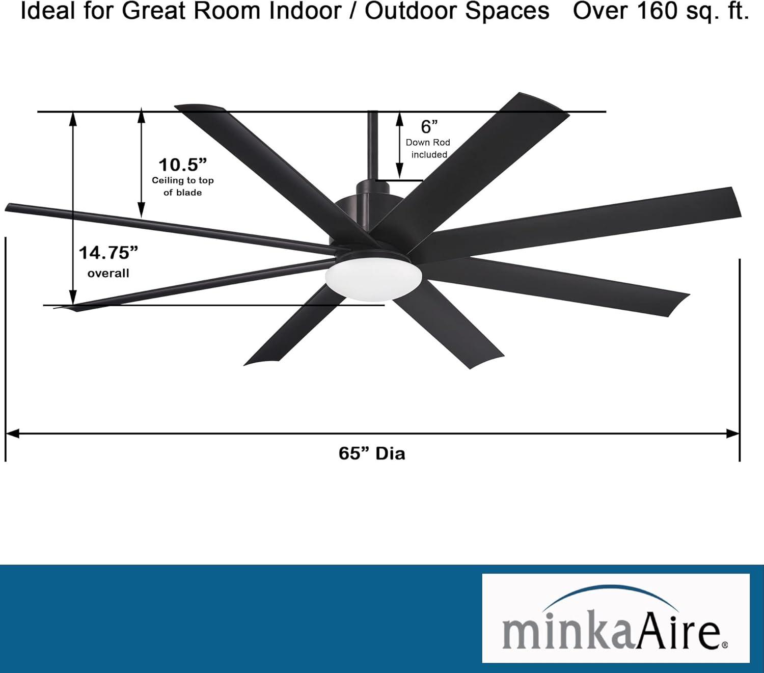 Slipstream 65" 8-Blade LED Smart Standard Ceiling Fan with Remote Control and Light Kit Included