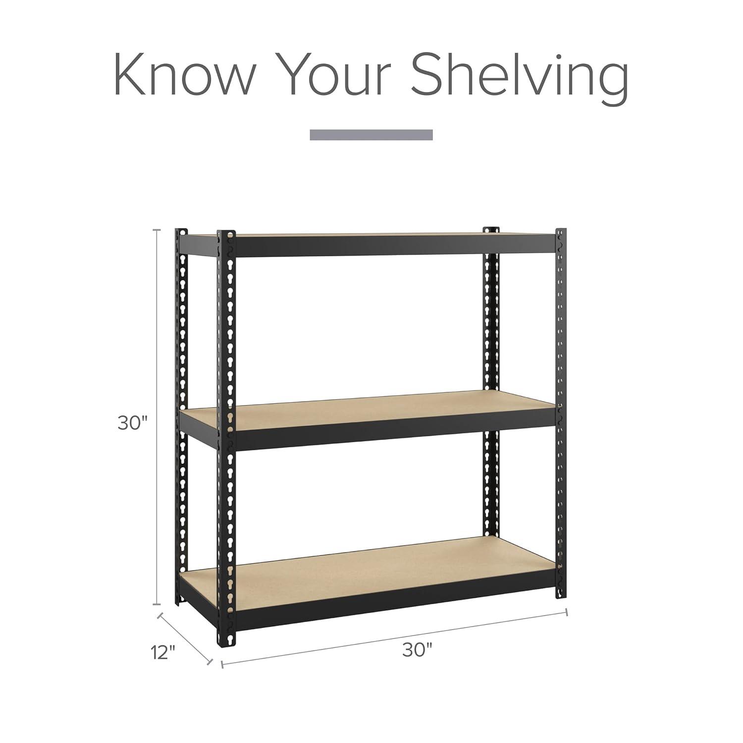 Black Riveted Steel 3-Shelf Garage Storage Unit