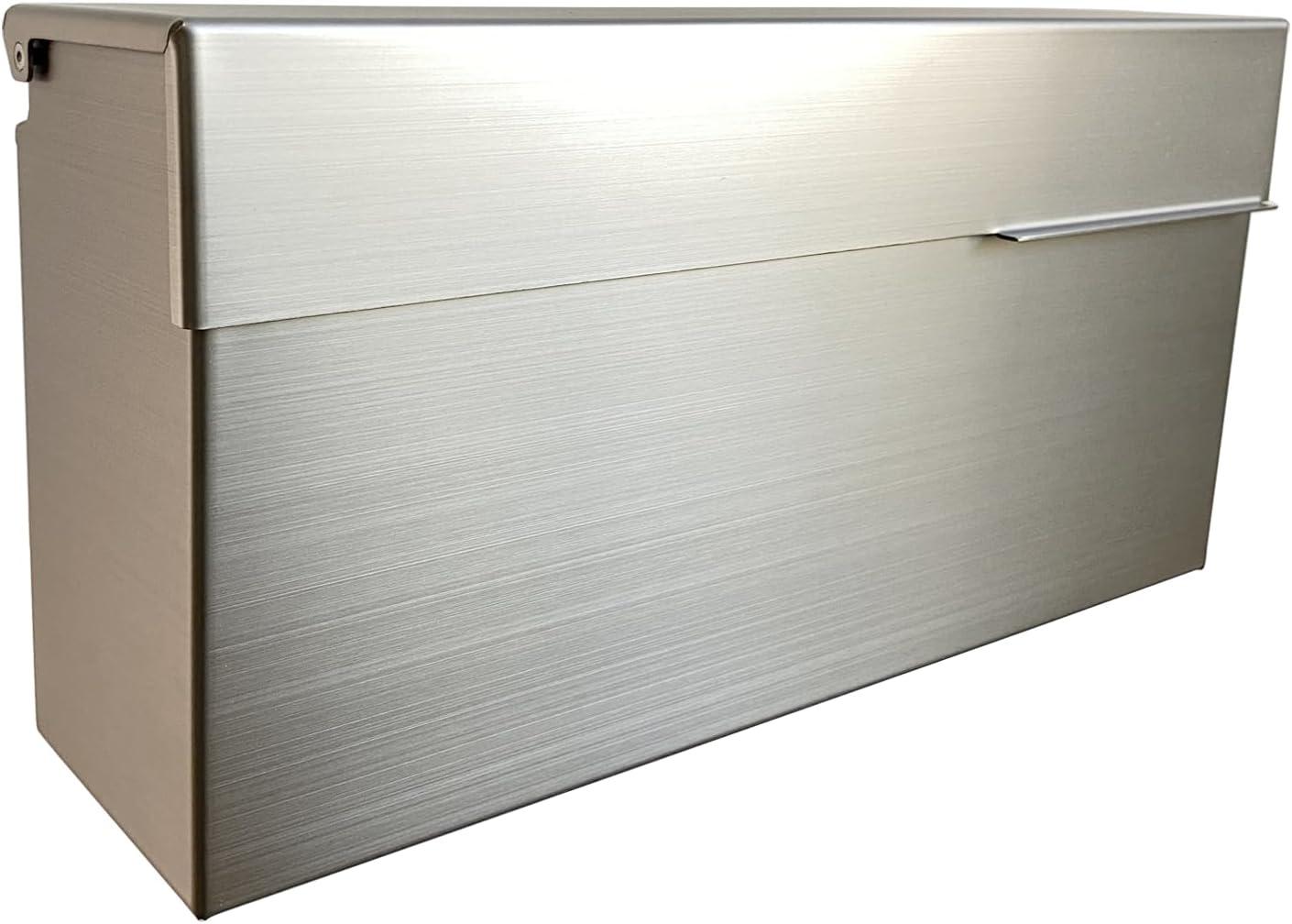 Modern Design Brushed Stainless Steel Mailbox for Walls, Wall Mounted Mailbox with Rainproof Design