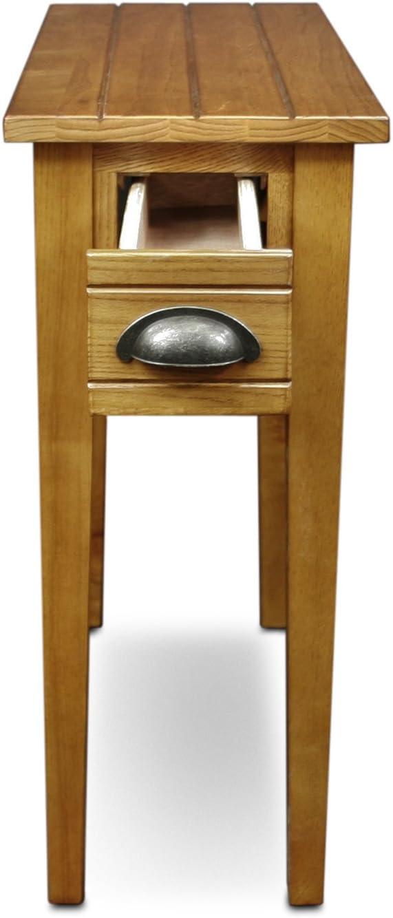 Leick Furniture Bin Pull Narrow Wood End Table in Candleglow Brown Finish