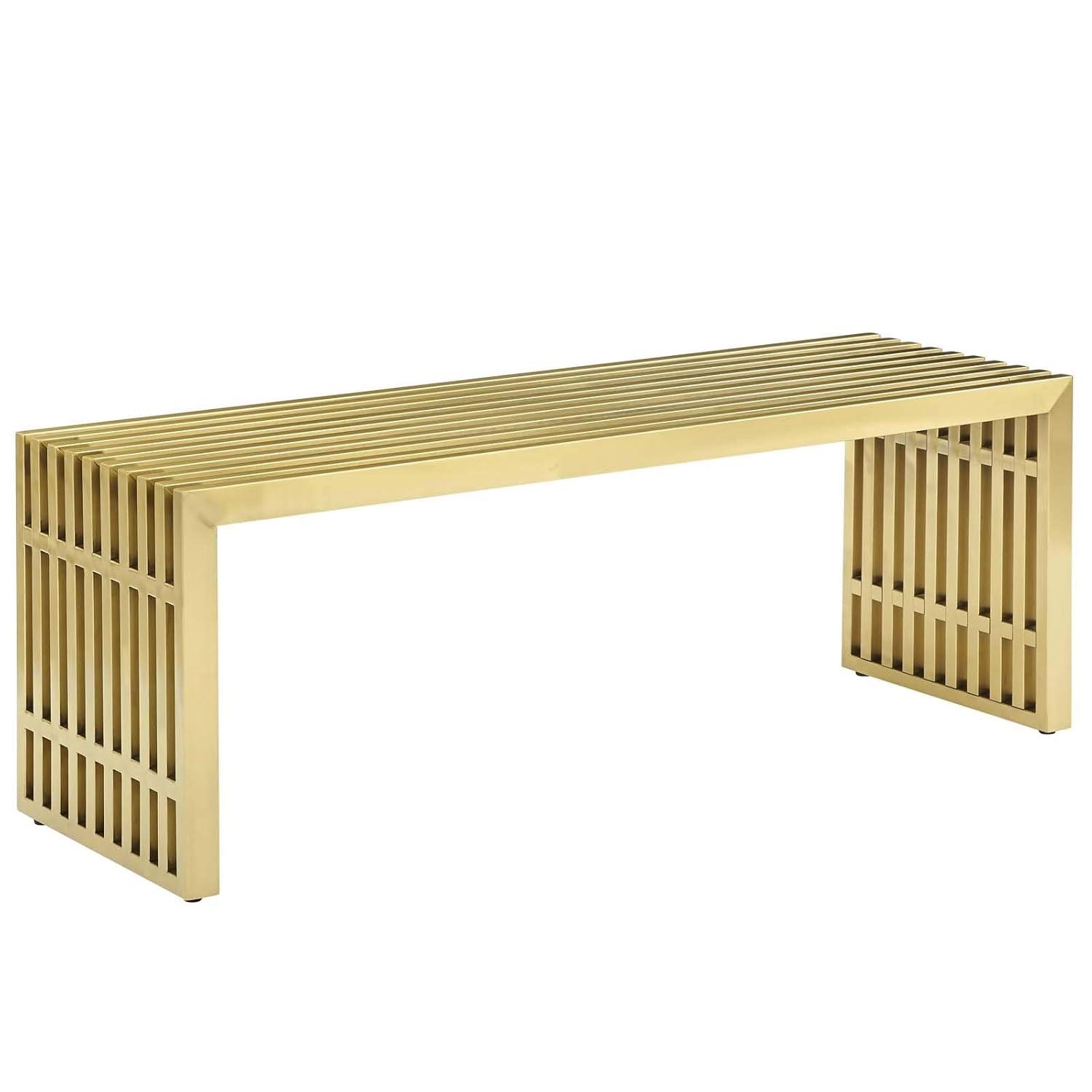 Gridiron Medium Stainless Steel Bench Silver - Modway: No Assembly, 495lb Capacity, 46.5" Width