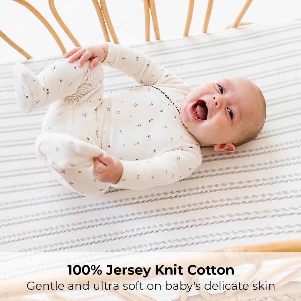 Ely's & Co. Baby Fitted Bassinet Sheet 100% Combed Jersey Cotton for Baby Boy 2 Pack