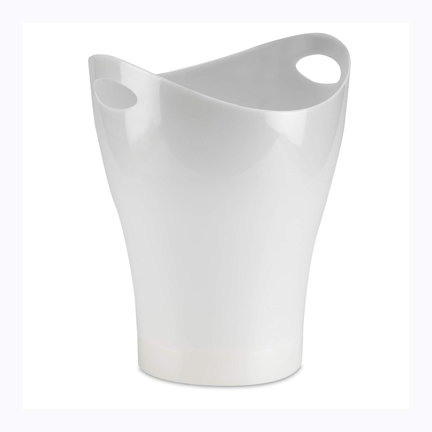 Metallic White 13" Contemporary Plastic Wastebasket