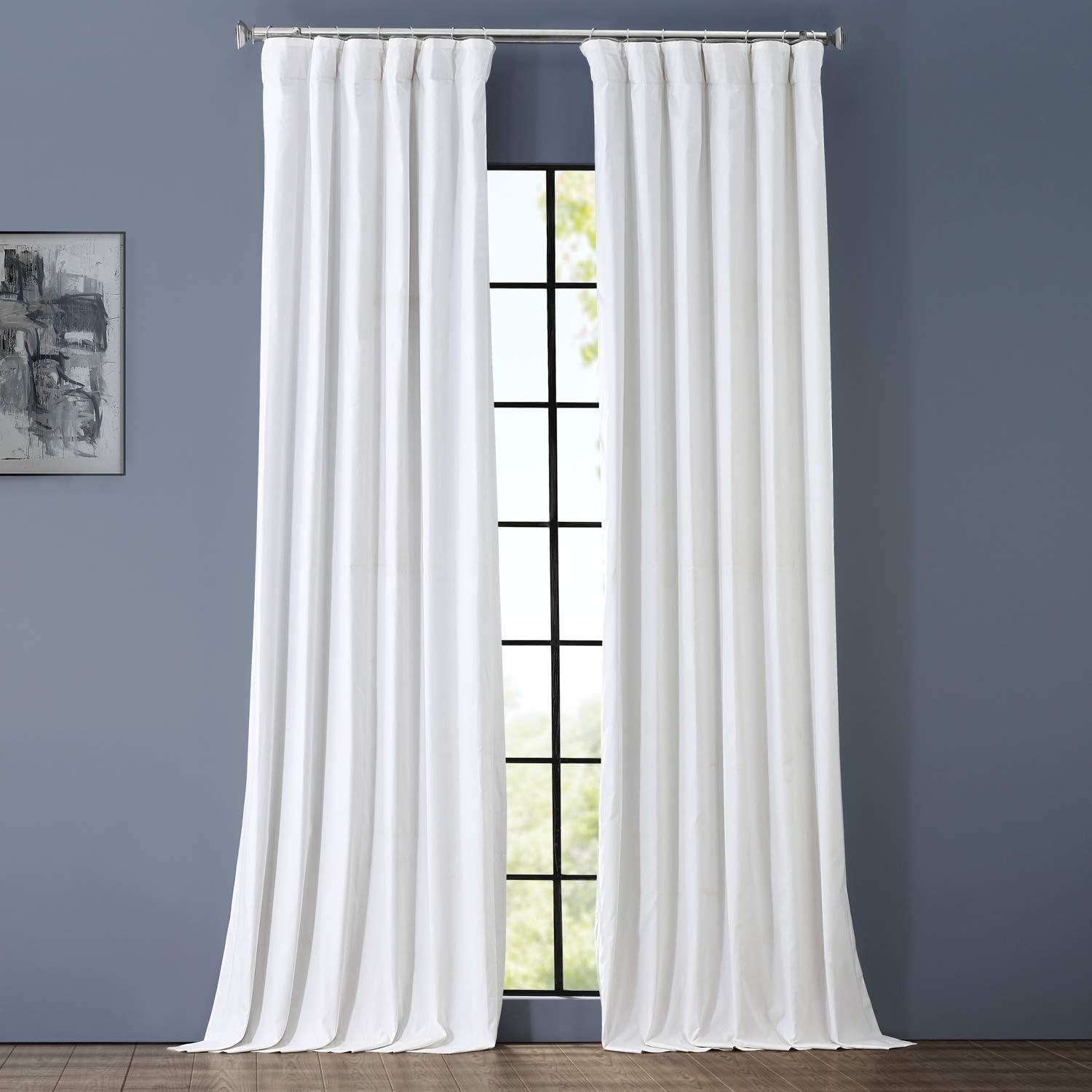 Whisper White Cotton Blackout Curtains 108" Long