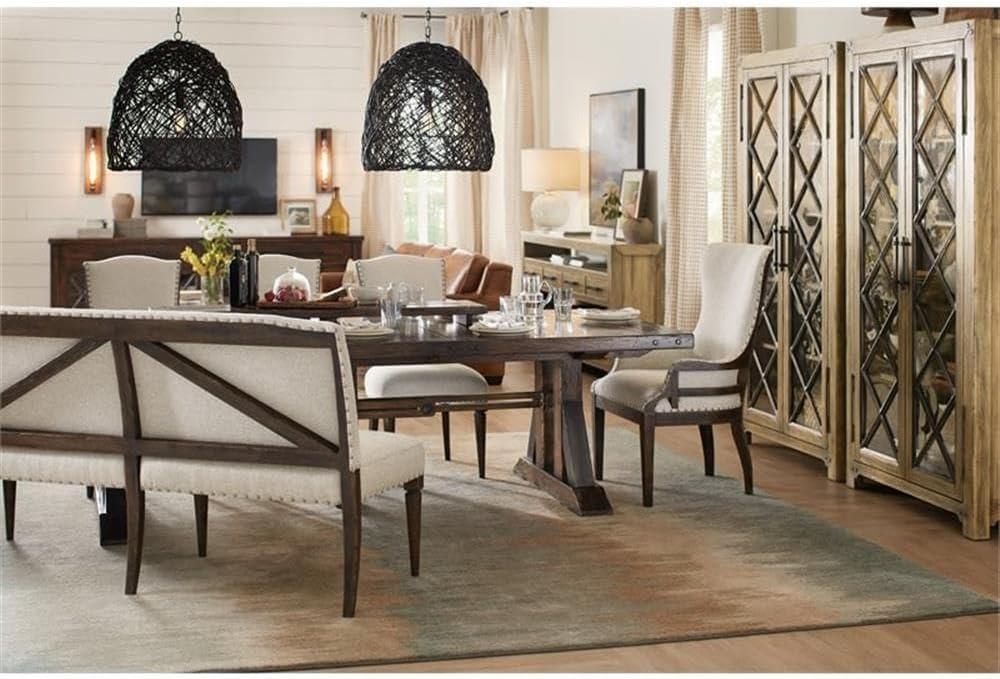 Dark Wood Extendable Trestle Dining Table with Leaves