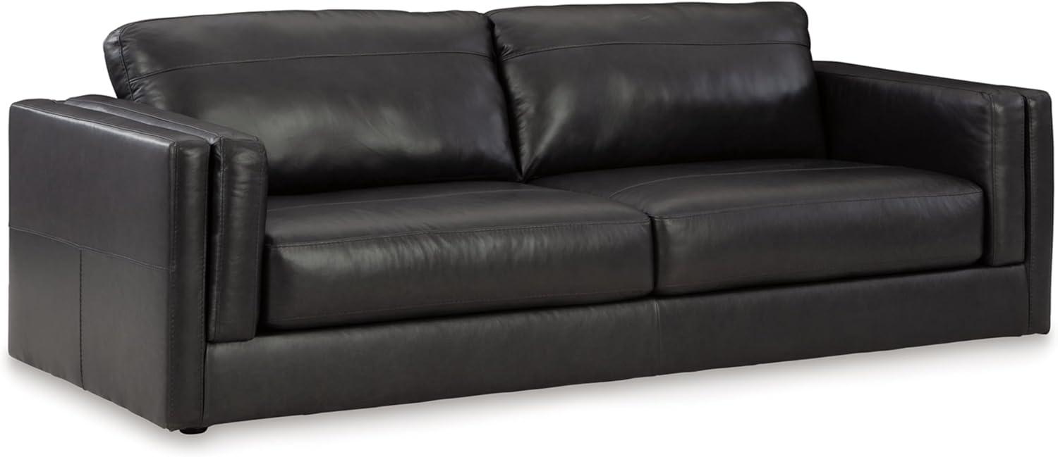 Amiata Black Faux Leather Pillow-top Arm Sofa